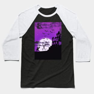 Halloween Silhouette Illustration Purple Baseball T-Shirt